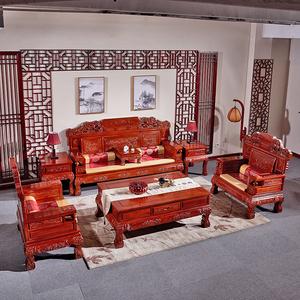红木家具沙发雕花图片